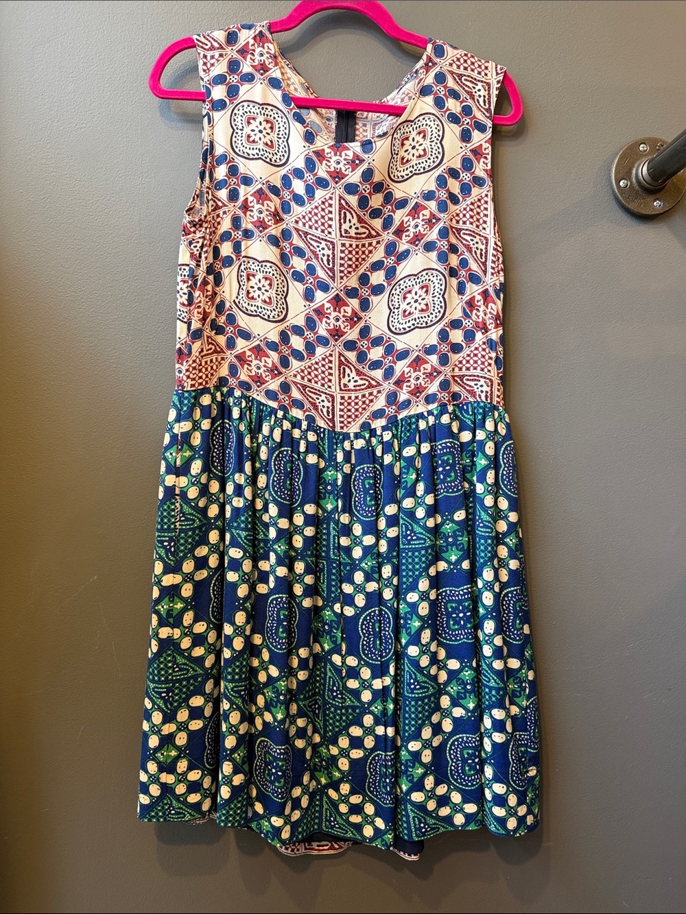 Sea NY Mixed Print Sleeveless Summer Dress in Navy, Green, Cream, Red